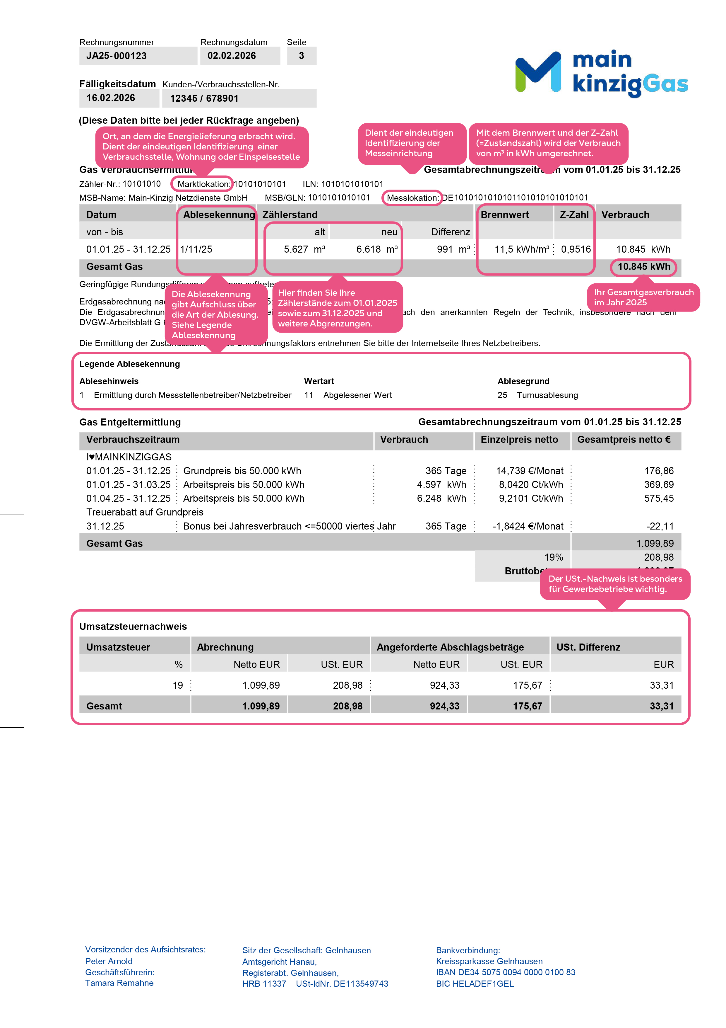 Rechnungsseite 3 – Details zum Verbrauch